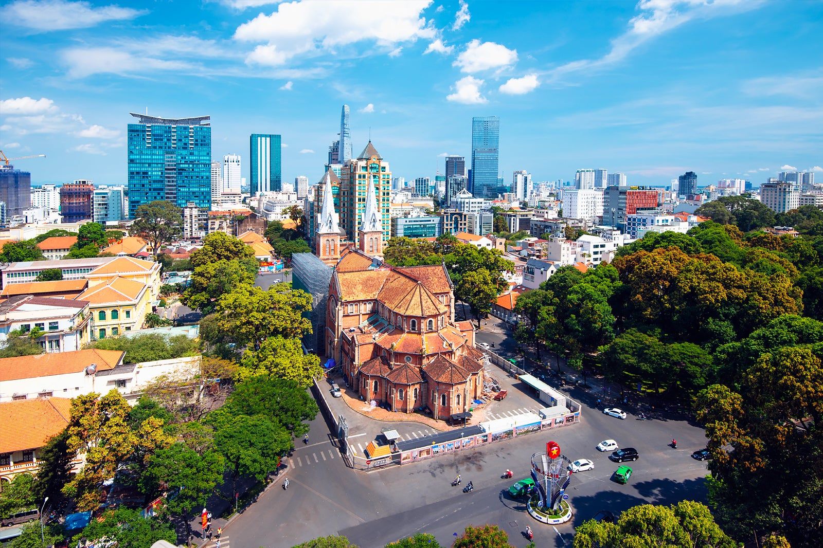 Aerial view of Notre Dame Cathedral in Ho Chi Minh City